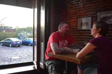 Carmen and Hallie Pirro enjoy date night at their favorite spot in downtown Kent on Saturday, April 16, 2016. The couple has been coming to Ray’s for years and they even got their favorite spot by the window Saturday.