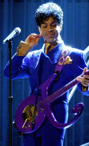 Prince performs “Purple Rain” as the opening act during the 46th Annual Grammy Awards show on Feb. 8, 2004 at the Staples Center in Los Angeles. Prince died on April 21, 2016. He was 57.