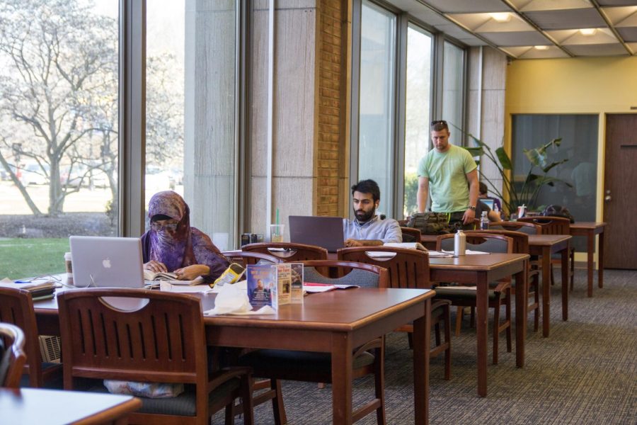 Students study in the University Library on Friday, April 15, 2016. The library is open 24 hours during the weekdays, making it a popular place for students to study.