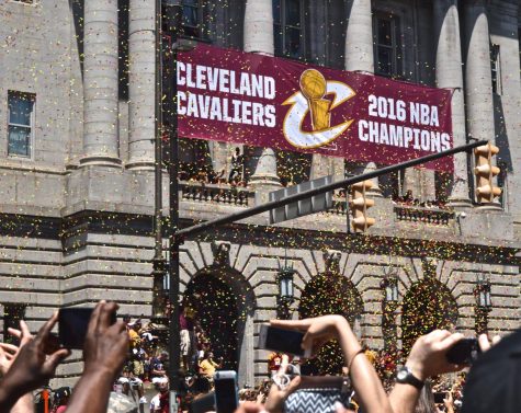 Thousands gather outside of downtown Clevelands City Hall on the corner of Lakeside Avenue and E. 6th Street to watch the Cavaliers victory parade on Wednesday, June 22, 2016.