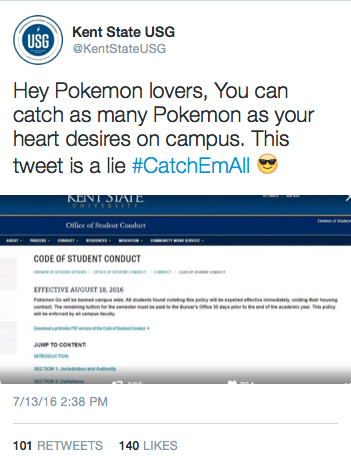 USG Pokemon Go Tweet