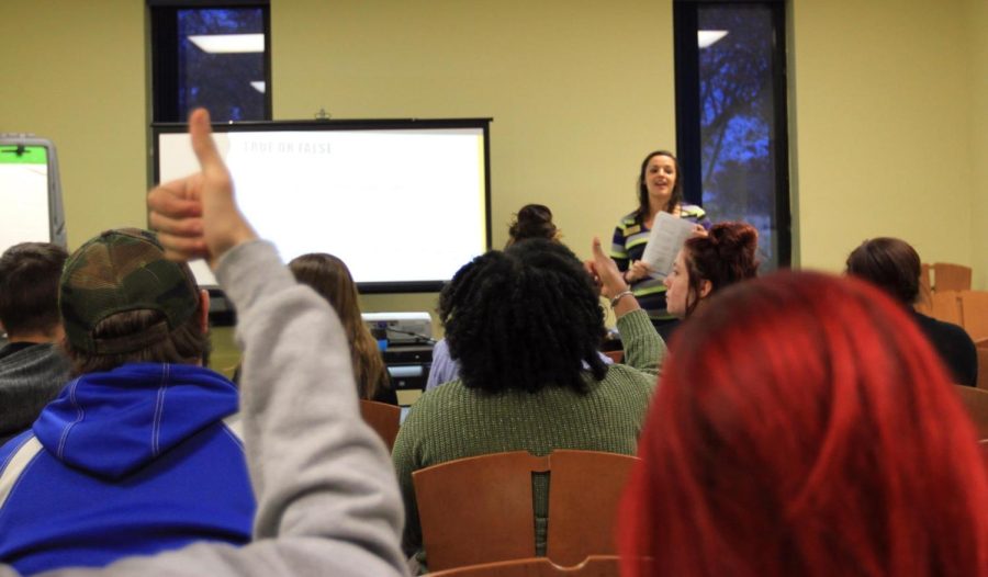 Kent State students participate in the student breakout session for the third annual Great American Smokeout in the Kent State Student Center on Thursday, Nov. 17, 2016.