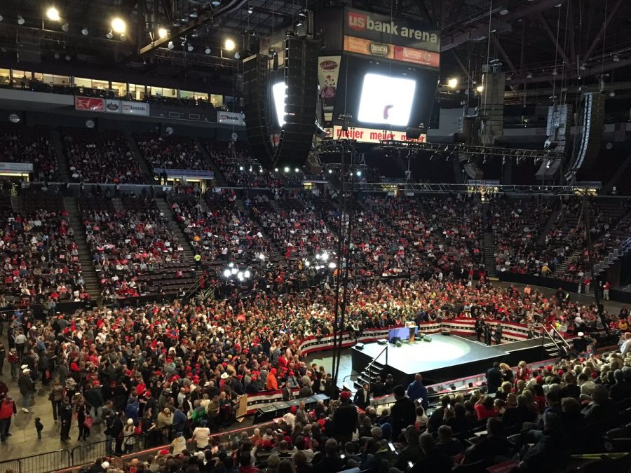 Thousands gathered in the U.S. Bank Arena in Cincinnatti, Ohio, on Thursday, Dec. 1, 2016, to hear President-elect Donald Trump lay out his plans for office during the first stop on the Republicans post-election thank you tour around the country.