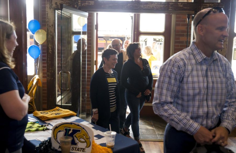 Kent State president Beverly Warren enters Fat City Bar and Cafe in Sacramento, California on Friday, March 17, 2017. The Kent State alumni and fan pregame party was held there.