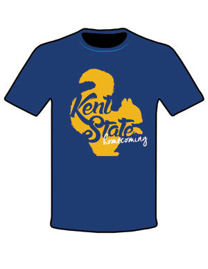 The winning 2016 Homecoming T-shirt, designed by Jon Edwards, who graduated from Kent State in 2005.