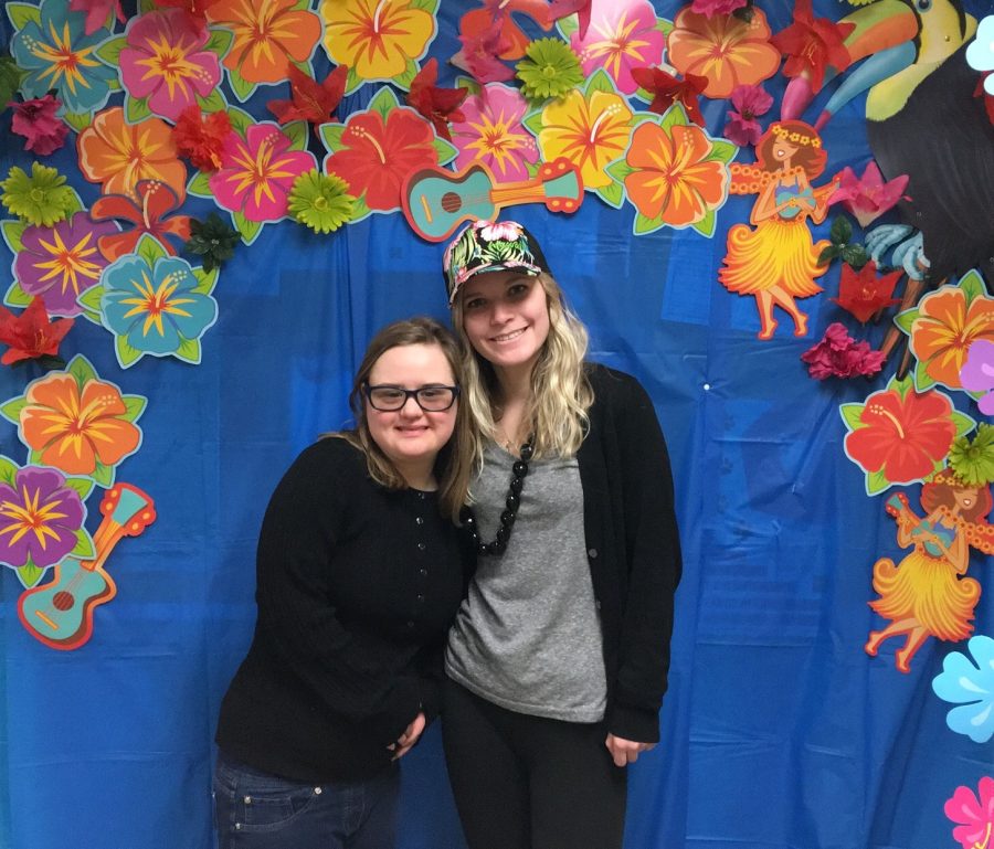 Mentor Julie Appel and CCS student Erin Hawley at the Council for Exceptional Children beach-themed dance, photo courtesy of Julie Appel.