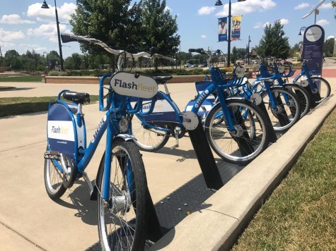 Flashfleet bikes sit outside the student center on Sunday, July 30, 2017.