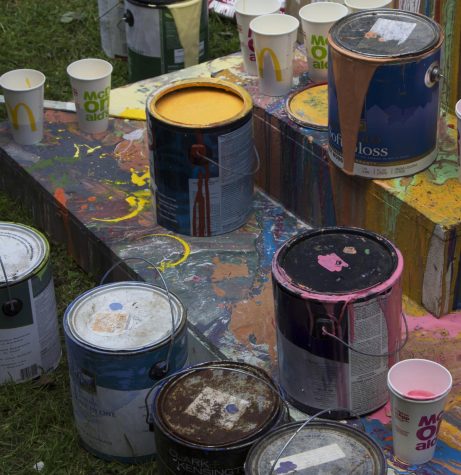 Paint sits waiting to be used at the Art in the Park festival on Sept. 9, 2017 at Fred Fuller Park.