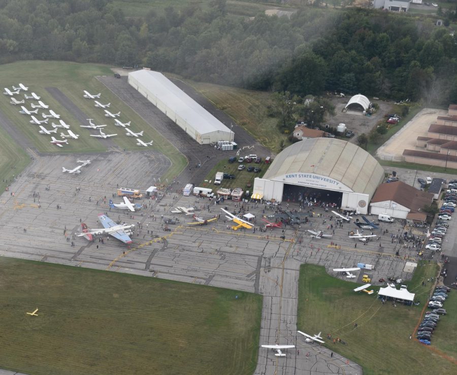 Aerial shot of the Kent State University Aeronautics Fair Saturday, Sept. 9, 2017.