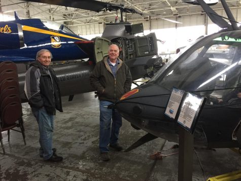 Stephen Paulus at Military Aviation Preservation Society Air Museum earlier this year with Experimental Aircraft Association chapter member Homer Lucas (left). 