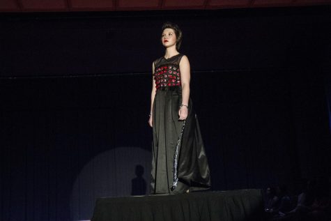 A model showcases the fashion designed by Evelyn Rossol and Anna Honerlaw. International Justice Mission (IJM) presented Operation Hope: Freedom is Possible a fashion advocating for those still enslaved through sex trafficking and other varieties of slavery March 9, 2018.