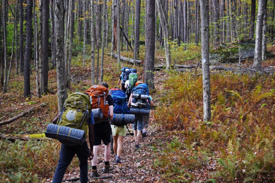 Adventure Center participants backpack in Allegheny National Forest in Pennsylvania during the Fall 2017 semester.