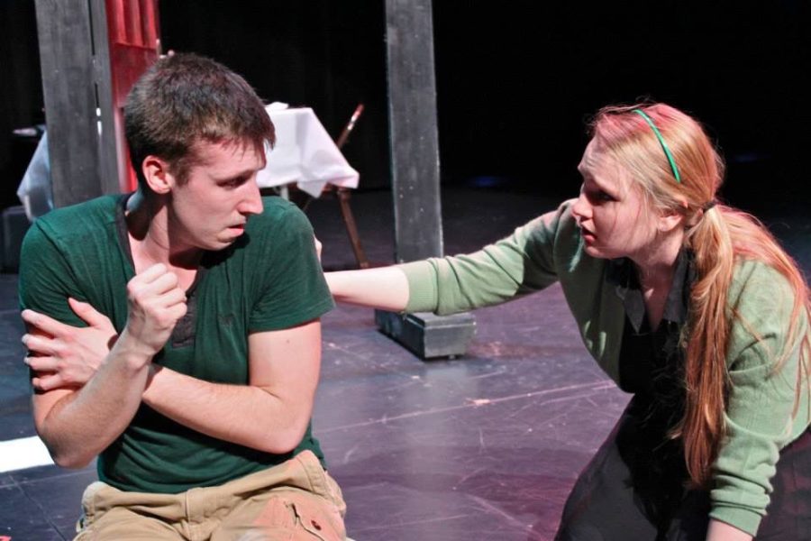 Kent State graduate Scott Miesse performs with Lauren Odioso in his self-written play Abnormal at the Kent State Student Theatre Festival in 2015.