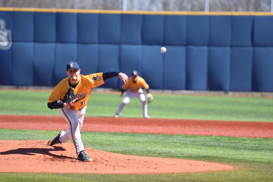 Senior Eli Kraus started the game for Kent State on March 25, 2018, to end the weekend series agianst Ball State. The Flashes lost, 7-2.