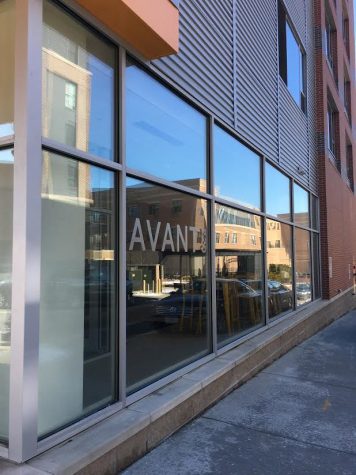 The outside of Avant 220, a new apartment complex that opened last year provides alternative housing for students.