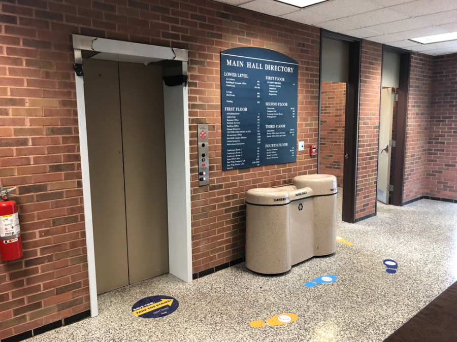 The current elevator in Kent Starks Main Hall. Main Hall will be receiving a $1.6 million addition, which will include a new elevator.