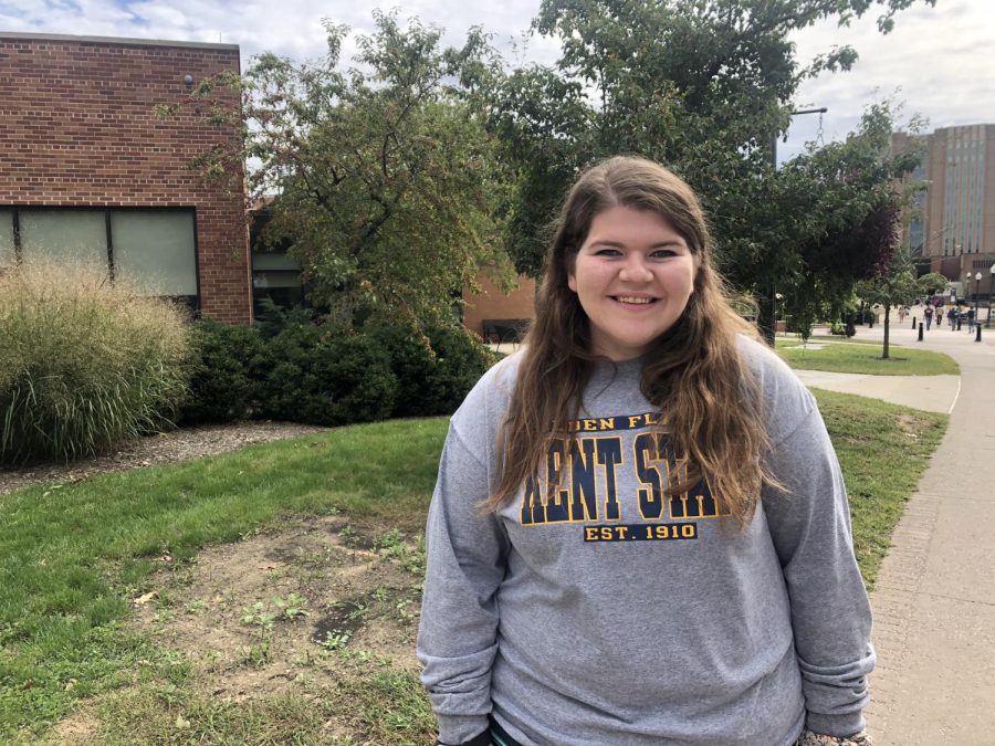 Katie Kintop, a junior marketing major, transferred to Kent State from the University of Akron.