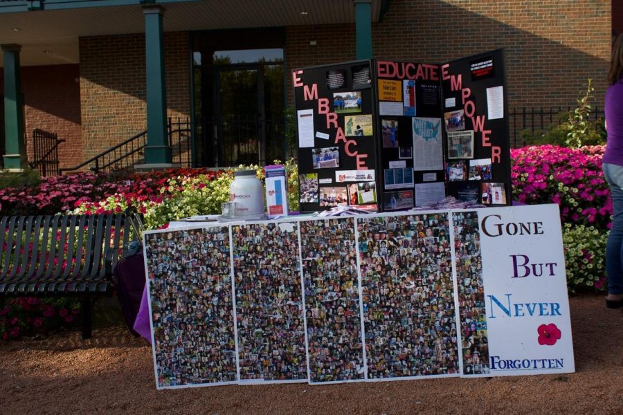 A display at the “Lights of Change” event on Friday memorializes those lost to addiction.