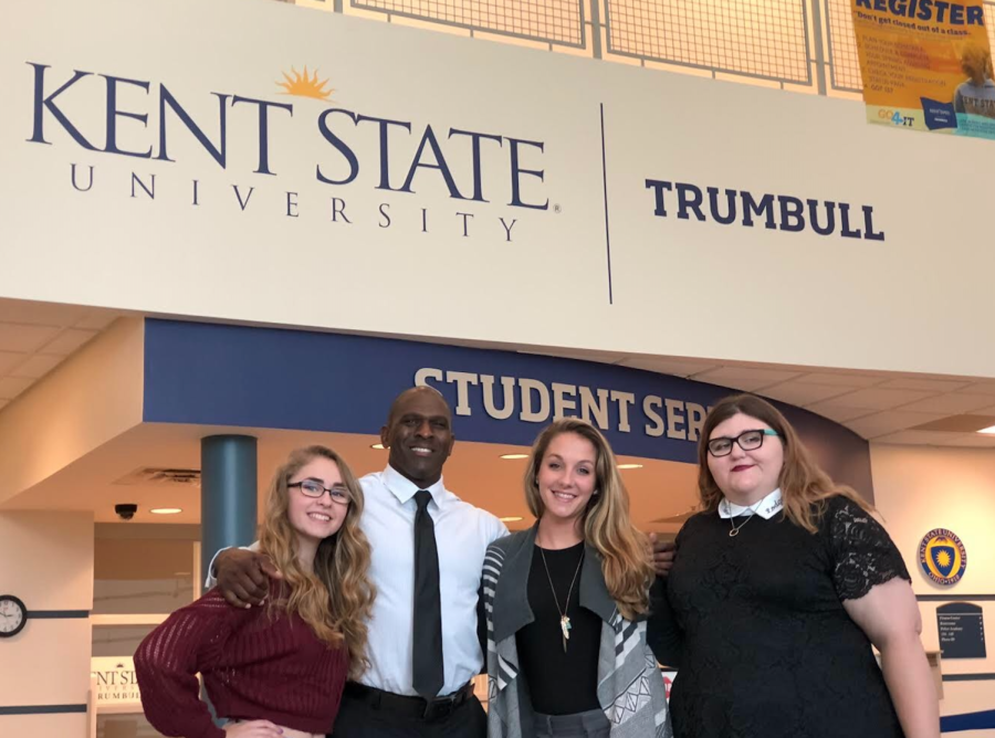 Kent State Trumbulls homecoming court From left: Raelyn O’Connell, Wayne Holloway, Brooklyn Bennett and Jessica Brumfield (not pictured: Dustin Tushar)