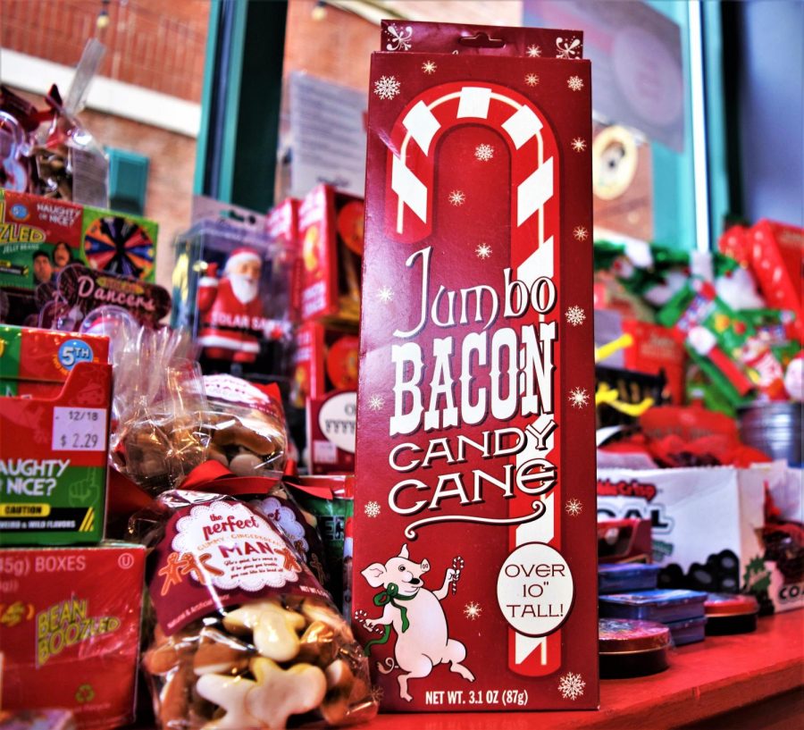 Off the Wagons jumbo bacon flavored candy cane
