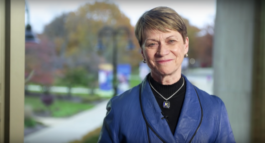 A screenshot of Kent State President Beverly Warren thanking the Kent State community for their generosity on Giving Tuesday