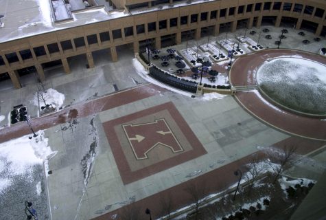 A view of Risman Plaza from the University Library on Wednesday, Jan. 30, 2019.