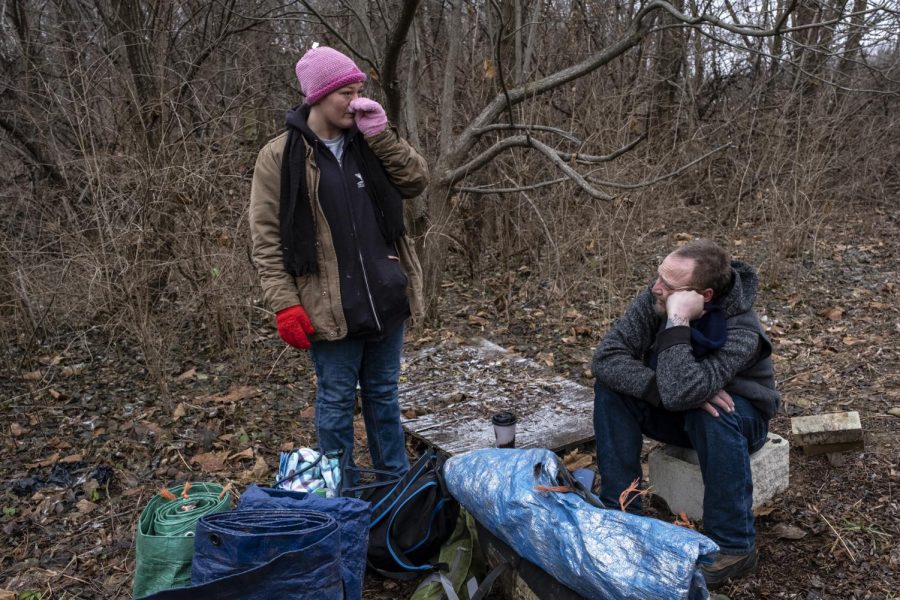 I spent some time with Emch and Smith, who are pictured here talking about leaving Tent City and how they plan to hide their belongings and stay out of sight. When I returned to search for them a week later, they were gone.
