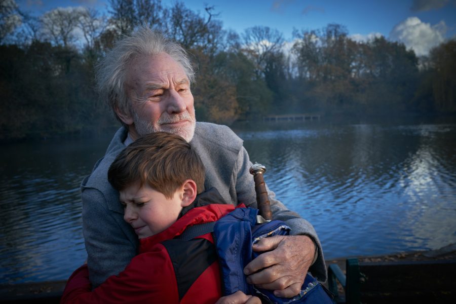 Patrick Stewart and Louis Ashbourne Serkis in The Kid Who Would Be King.