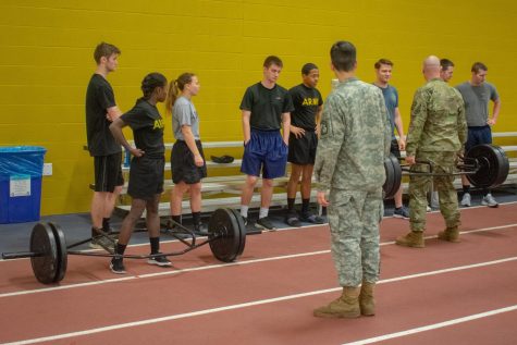Cadets learn the proper way to dead lift in the KSU Field House on February 20.