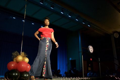 Freshmen Rafiat Koiki poses during the “54 Shades of Africa” on Friday night at the Kent Student Center Ballroom.
