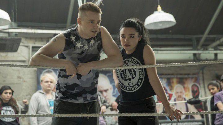 Jack Lowden and Florence Pugh in Fighting with My Family.