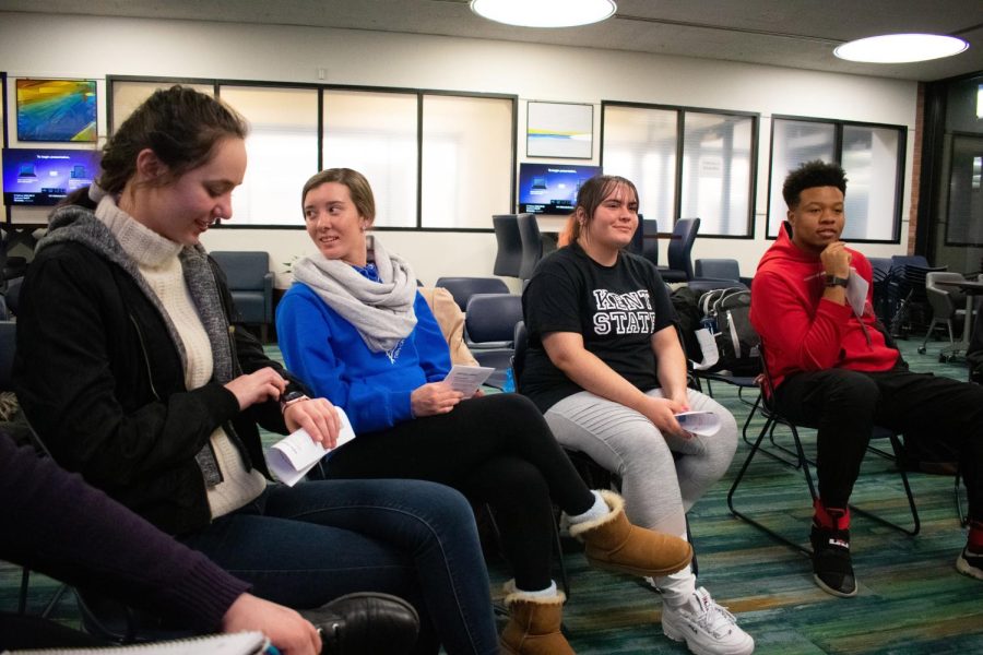 Students discuss the #MeToo movement and their experiences with it at Kent Talks on Feb. 13.