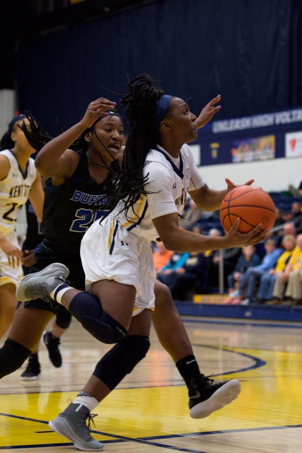 Kent State's Asiah Dingle (#3) playing in Saturday's Women's Basketball game against the Buffalo Bulls. Kent State Won 62-53. On March 9, 2019.