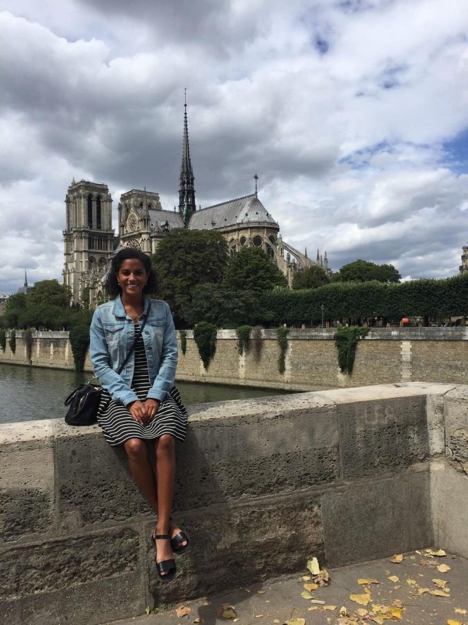 Dominique Nottage at the Notre Dame Cathedral in Paris, France, in July of 2017. 