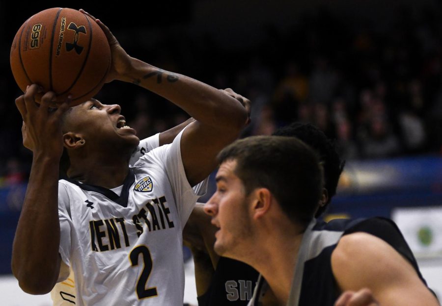 Kent State sophomore forward BJ Duling makes a basket during a game against Shawnee State in November 2018. Kent State won the game 90-69.