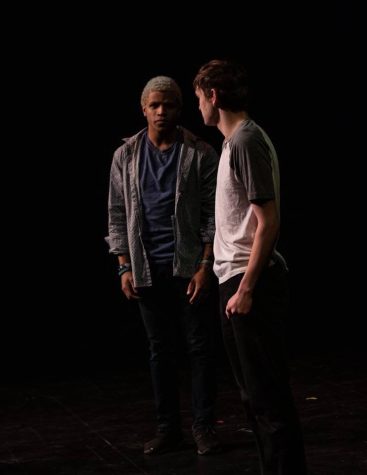 Two actors preform a scene from Knowing, Knowing written and directed by Zoe Harr.
