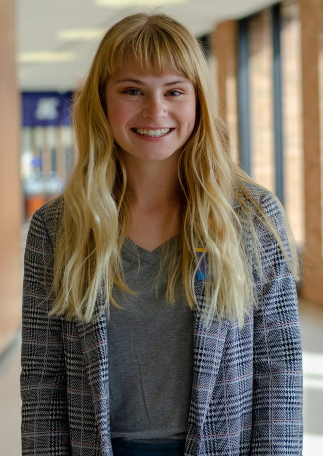 Chief of Staff nominee Claire Weihe poses for a portrait before the April 24, 2019 Undergraduate Student Government meeting.