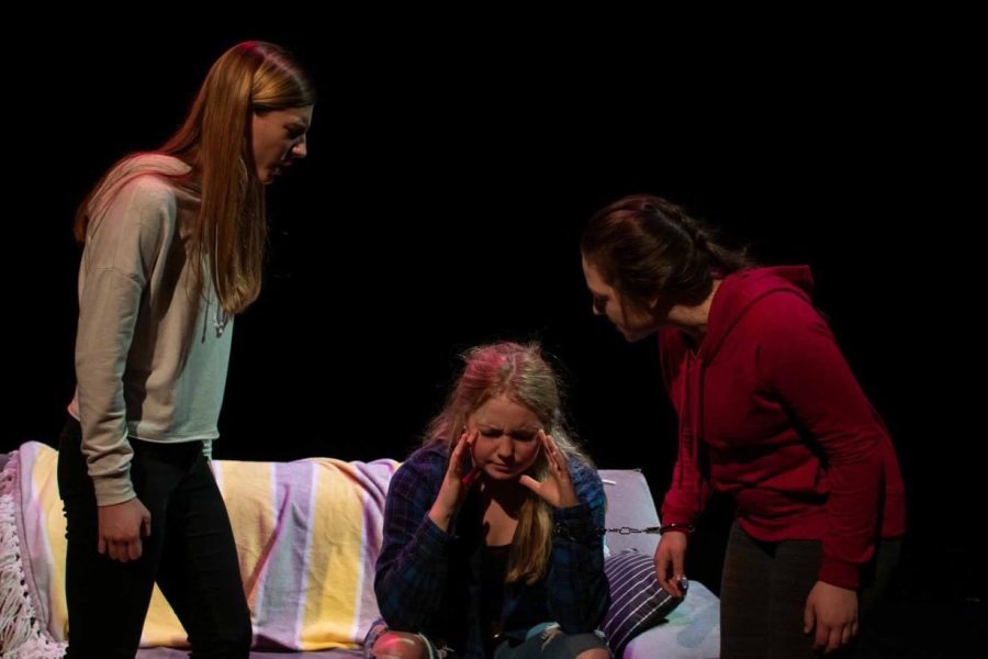 Actresses preforming a scene from The Wrists, written by Paul Appleby and directed by Andy Blubaugh. 