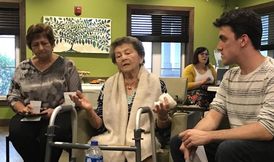 Olga+Goldstein+tells+her+story+of+surviving+the+Holocaust+at+the+Hillel+Jewish+Student+Center+in+Kent+Tuesday%2C+April+30%2C+2019.