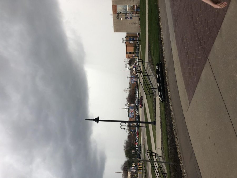Dark clouds form over Kents main campus on Sunday, April 14th.