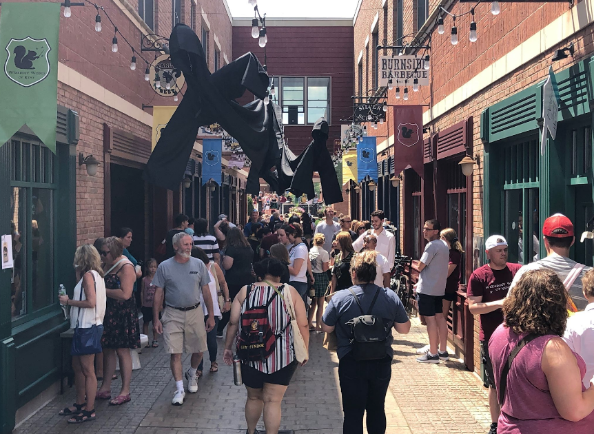 The view down Acorn Alley, temporarily renamed “Dragon Alley,” during the fourth annual Wizardly World of Kent Festival on July 27, 2019.