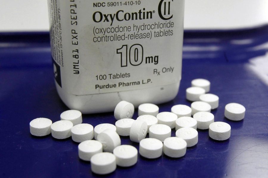 A file photo shows OxyContin pills at a pharmacy in Vermont.
