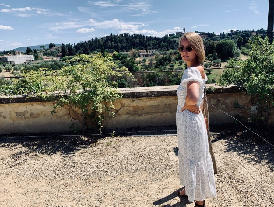 Lydia DiMeolo at the Boboli Gardens, a lookout over the city of Florence. 