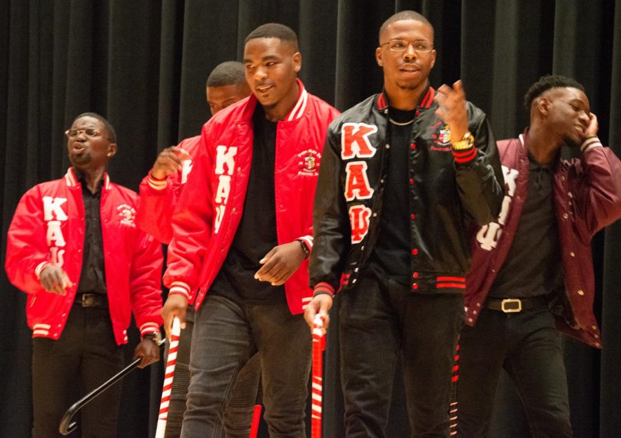 Members of Kappa Alpha Psi perform in annual integrated Greek step show on Sept. 20, 2019.