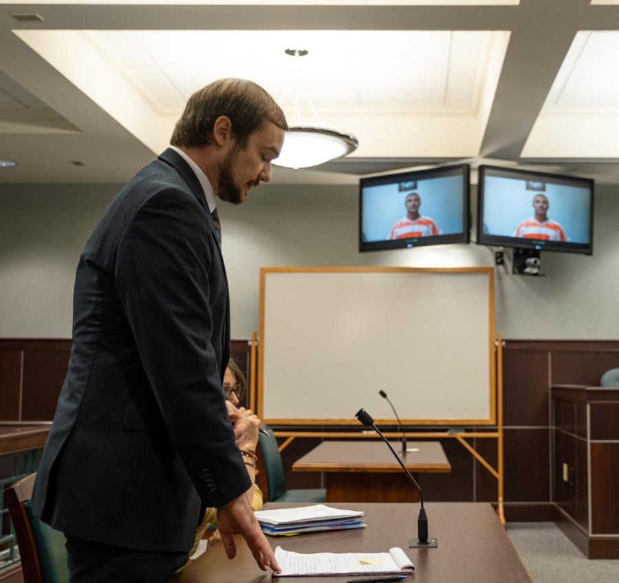 An Ohio state prosecutor recommends a $50,000 bail for Steven Franzreb during his arraignment on Tuesday, Oct. 15, 2019 at the Portage County Courthouse.