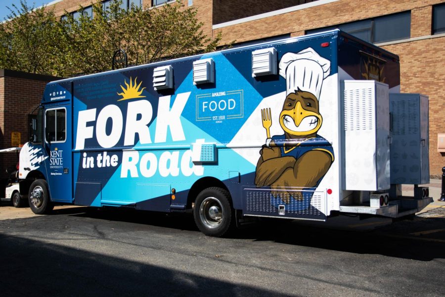 The Fork in the Road food truck sits idle behind the student center. Despite the new paint job, sightings of the food truck around campus have been scarce this semester. 