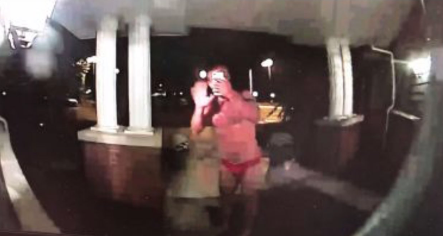 Man caught on camera between 2 and 3 a.m. Thursday. 