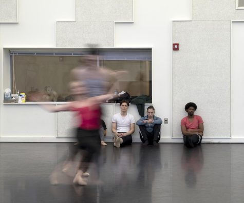 School of Theater and Dance students watch while Ballet in the City dancers Elina Miettinen and Matthew Robinson rehearse in Kent States Center for the Performing Arts on Wednesday, Oct. 16, 2019.