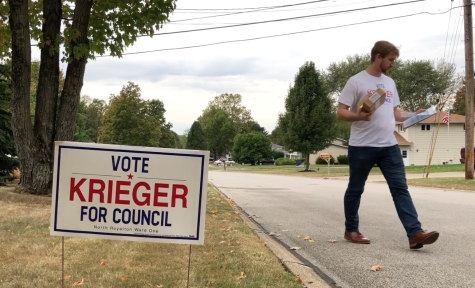 Krieger, 20, has been to every registered voters home in Ward 1 on the campaign trail.