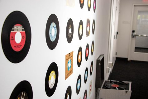 Jeffrey Millers record collection displayed in the Our Brother Jeff exhibit at the May 4 Visitors Center on Nov. 14, 2019.